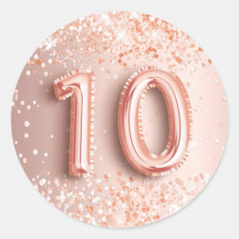 10. Geburtstag rot Rose Gold Glitzer Staub Runder Aufkleber