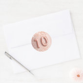 10. Geburtstag rot Rose Gold Glitzer Staub Runder Aufkleber (Umschlag)