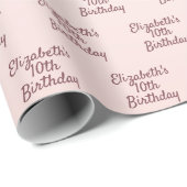 10. Geburtstag Schwarze Rose Gold Tropfen Name Geschenkpapier (Rolleneckpunkt)