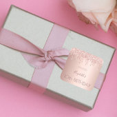 10. Geburtstag Schwarze Rose Gold Tropfen Name Quadratischer Aufkleber