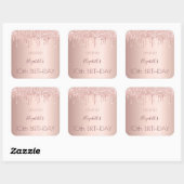 10. Geburtstag Schwarze Rose Gold Tropfen Name Quadratischer Aufkleber (Blatt)