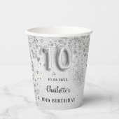 10. Geburtstag Silbername Mädchen Pappbecher (Vorderseite)