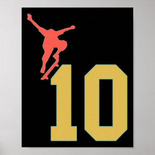 10. Geburtstag Skateboard Liebhaber Skater 10 Jahr Poster