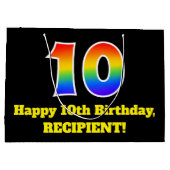 10. Geburtstag ~ Spaß, farbenfroh, lebhaft, Regenb Große Geschenktüte (Rückseite)