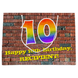 10. Geburtstag: Spaß, Graffiti-Inspiriert Regenbog Große Geschenktüte