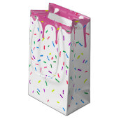 10. Geburtstag Sprinkles auf rosa Icing Kleine Geschenktüte (Rückseite Schrägansicht)