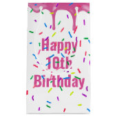 10. Geburtstag Sprinkles auf rosa Icing Kleine Geschenktüte (Vorderseite)