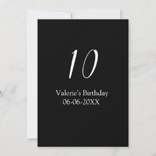 10. Geburtstag weiß schwarz Name Datum Kalligrafie Einladung