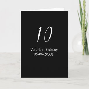 10. Geburtstag weiß schwarz Name Datum Kalligrafie Karte