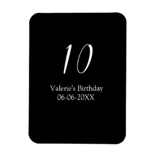 10. Geburtstag weiß schwarz Name Datum Kalligrafie Magnet