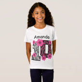 10. Geburtstagrosa Zebra-individueller Name B01 T-Shirt (Vorne ganz)