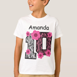 10. Geburtstagrosa Zebra-individueller Name B01 T-Shirt