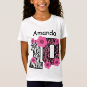 10. Geburtstagrosa Zebra-individueller Name B01 T-Shirt (Vorderseite)