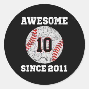 10. Geburtstags Baseball Liebhaber Geschenk 10 Jah Runder Aufkleber