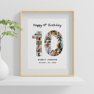 10. Geburtstags-Nummern-Fotocollage 8X10 Poster