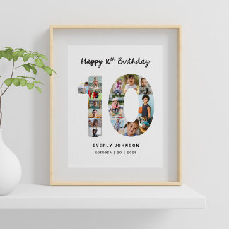 10. Geburtstags-Nummern-Fotocollage 8X10 Poster