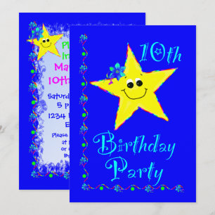 10. Geburtstags-Party-Stern-Einladung Einladung