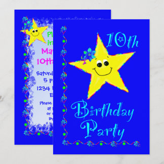 10. Geburtstags-Party-Stern-Einladung Einladung