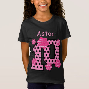 10. Geburtstags-rosa Polka-Punkt-individueller T-Shirt