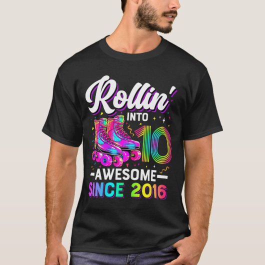 10. Geburtstags-Shirt Mädchen 10 Jahre Roller Skat T-Shirt (Vorderseite)