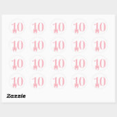 10. Geburtstags-Sticker Mädchen Rosa Schleife Runder Aufkleber (Blatt)