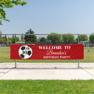 10. Geburtstagsfeier Fußball Rot Jungen Sport Banner