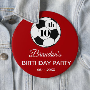 10. Geburtstagsfeier Fußball Rot Jungen Sport Button