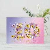 10. Geburtstagsfeier mit Blumenbriefen Einladung (Stehend Vorderseite)
