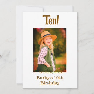 10. Geburtstagsfoto Name Datum einfach braun beige Einladung
