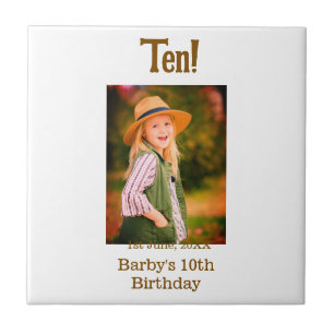 10. Geburtstagsfoto Name Datum einfach braun beige Fliese