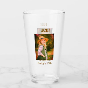 10. Geburtstagsfoto Name Datum einfach braun beige Glas