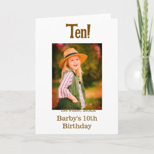 10. Geburtstagsfoto Name Datum einfach braun beige Karte