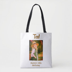 10. Geburtstagsfoto Name Datum einfach braun beige Tasche