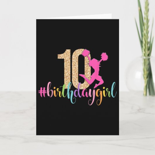 10. Geburtstagsmädchen Cheerleader Regenbogen Chee Karte (Vorderseite)