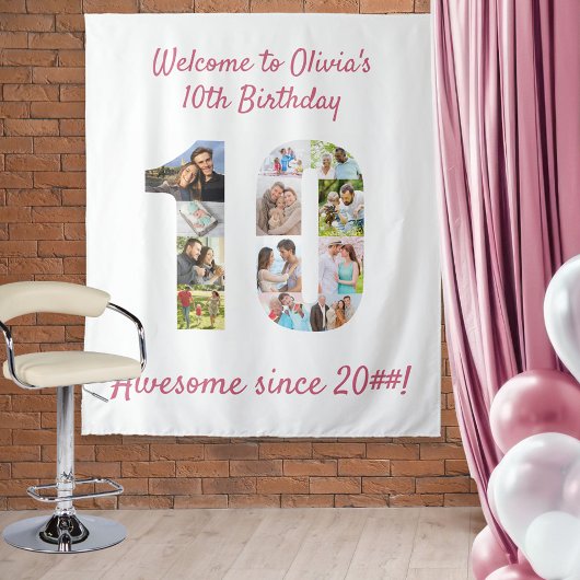 10. Geburtstagsparty 10 Hintergrund für Fotocollag Wandteppich