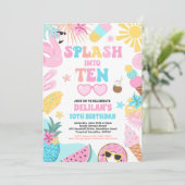 10. Geburtstagsparty am Tropical Beach Einladung (Stehend Vorderseite)