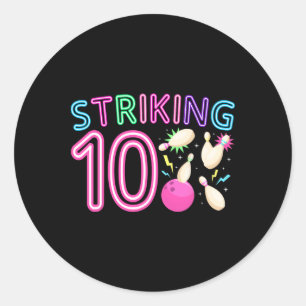 10. Geburtstagsparty Bowling Girl 10 Jahre alt Bow Runder Aufkleber