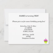 10. Geburtstagsparty Candy Bits Cupcake Einladung (Rückseite)