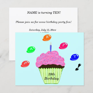 10. Geburtstagsparty Candy Bits Cupcake Einladung