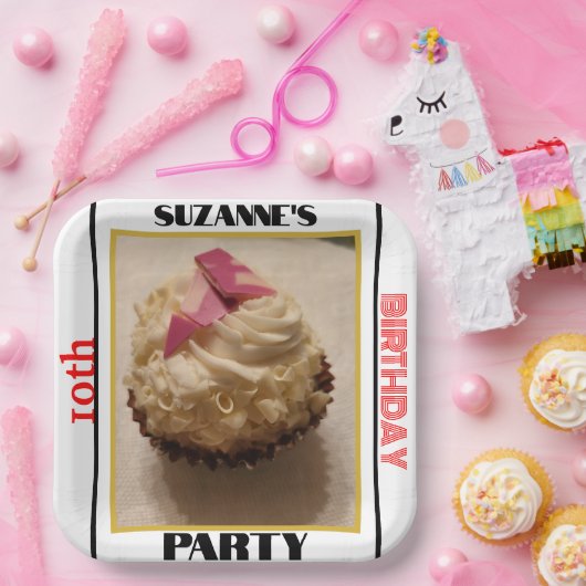 10. Geburtstagsparty Cupcake FOTO NAME AGE Pappteller (Party)