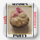 10. Geburtstagsparty Cupcake FOTO NAME AGE Pappteller (Vorderseite)