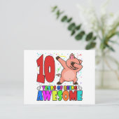 10. Geburtstagsparty Dabbing Pig - 10 Jahre alter Postkarte (Stehend Vorderseite)