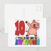 10. Geburtstagsparty Dabbing Pig - 10 Jahre alter Postkarte (Vorne/Hinten)