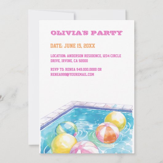 10. Geburtstagsparty Einladung (Rückseite)