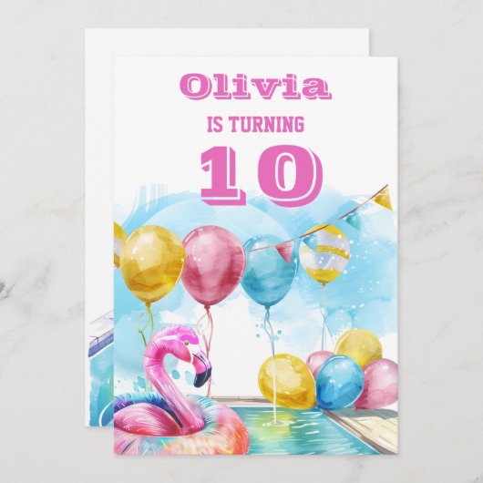 10. Geburtstagsparty Einladung (Vorne/Hinten)