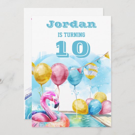 10. Geburtstagsparty Einladung (Vorne/Hinten)