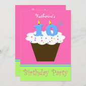10. Geburtstagsparty Einladung 10 Kerzen (Vorne/Hinten)