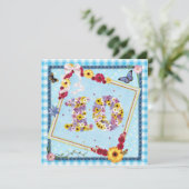 10. Geburtstagsparty Einladung Blume, Schmetterlin (Stehend Vorderseite)