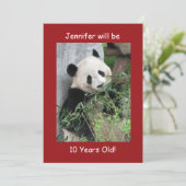 10. Geburtstagsparty Einladung Giant Pandas Red (Stehend Vorderseite)