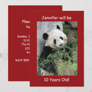 10. Geburtstagsparty Einladung Giant Pandas Red